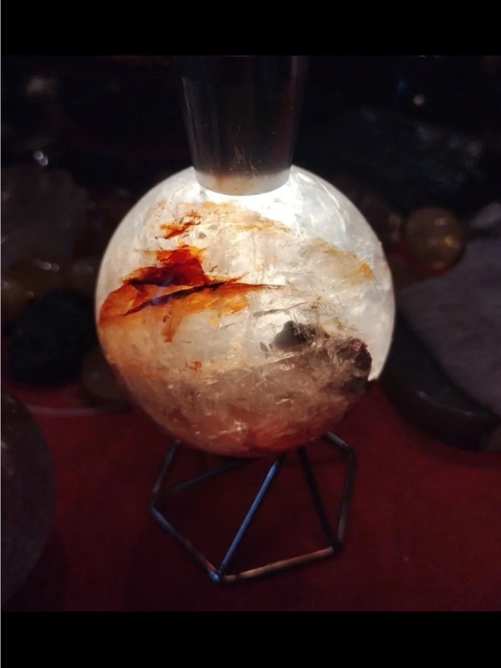 Icy Fire Quartz Sphere